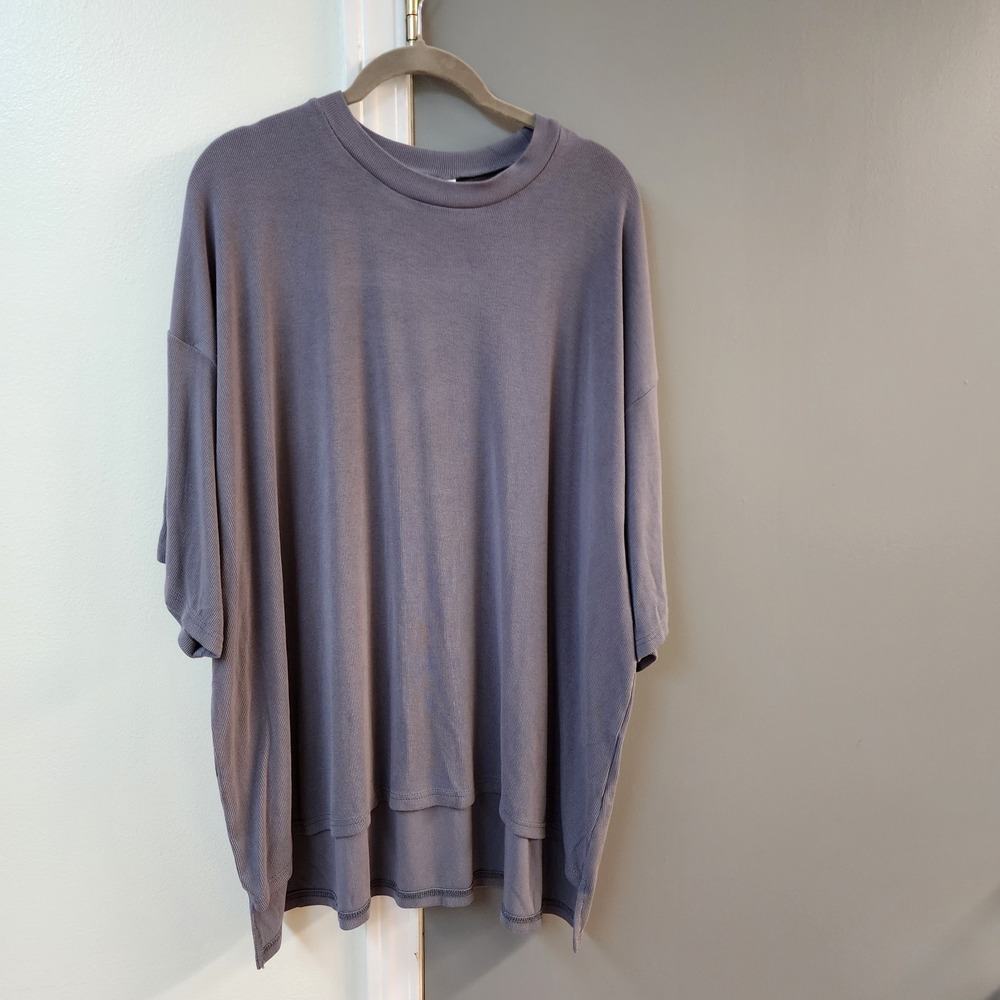 Foxy Kind All Weekend Long Shirt S/M Oversize Slate Casual Comfortable